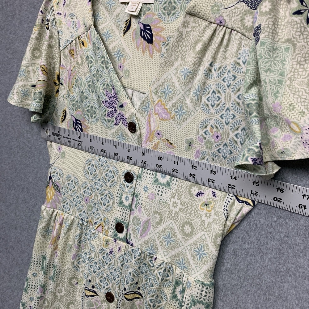 Monteau Los Angeles Peasant Dress S Floral Cream Cottagecore Fairy Whimsical - Picture 6 of 8
